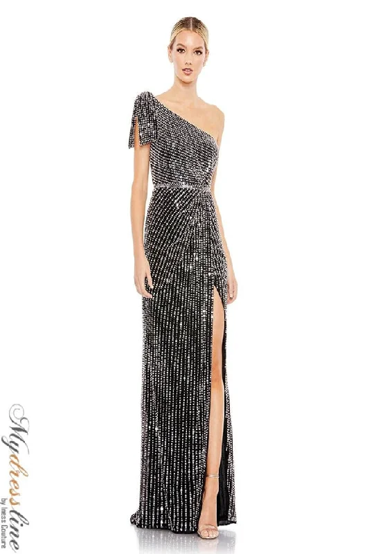 Formal dresses with tiered lace skirts and off - the - shoulder necklines for a feminine and elegant formal appearanceMac Duggal 93735 Formal dresses with tiered lace skirts and off - the - shoulder necklines for a feminine and elegant formal appearanceMac Duggal 93735