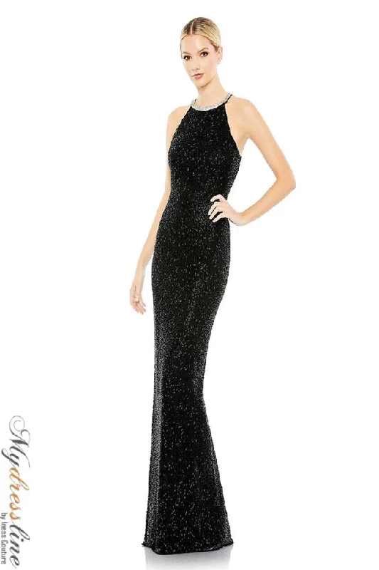Sequined formal dresses with open backs for a sexy prom styleMac Duggal 93742