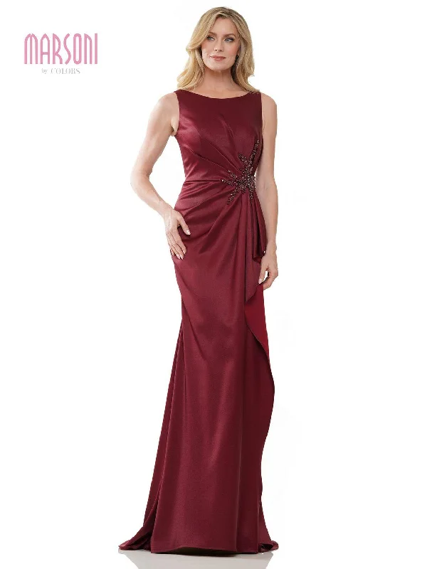 Bodycon dress in a pastel color palette​Marsoni MV1233 Long Sleeveless Formal Dress