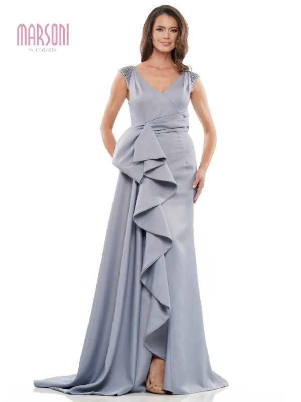 Bodycon dress for a music festival​Marsoni MV1234 Long Cap Sleeve Formal Dress