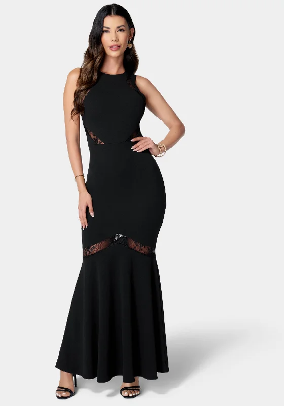 Party dresses with a sheer panel for a hint of allure​Mesh Inset Gown