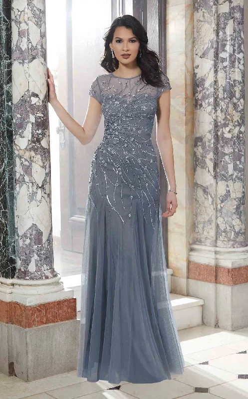 Sleeveless formal dresses with sequined straps and a - line skirts for a classic formal eventMGNY 72614 Dress