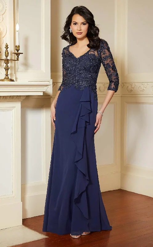 A - line formal dresses with beaded lace appliques for formal eventsMGNY 72619 Dress A - line formal dresses with beaded lace appliques for formal eventsMGNY 72619 Dress