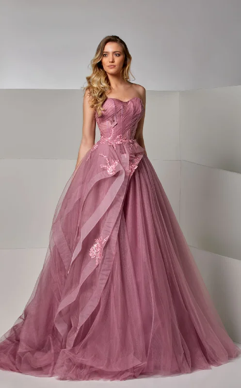 Prom dresses with gathered skirts and crystal - encrusted belts for a luxurious promModessa Couture M20226 Dress Prom dresses with gathered skirts and crystal - encrusted belts for a luxurious promModessa Couture M20226 Dress