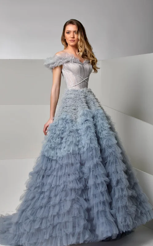 Formal dresses with embroidered panels and tulle overlays for a fairytale promModessa Couture M20281 Dress