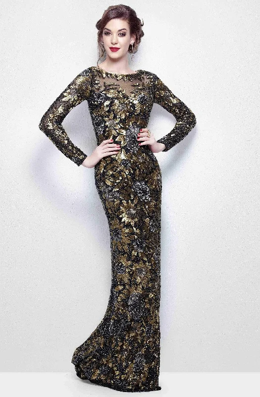 Formal dresses with asymmetric ruffled hems and high - low designs for a fashion - forward and dynamic appearancePrimavera Couture - Long Sleeve Luxurious Floral Sequined Long Sheath Gown 1401 Formal dresses with asymmetric ruffled hems and high - low designs for a fashion - forward and dynamic appearancePrimavera Couture - Long Sleeve Luxurious Floral Sequined Long Sheath Gown 1401