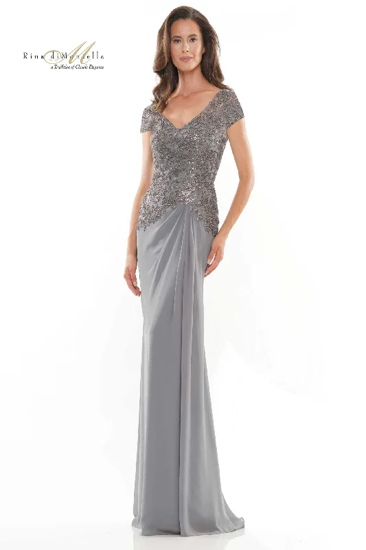 Prom dresses with cold - shoulder cutouts and satin bows for a trendy lookRina Di Montella RD2743 Prom dresses with cold - shoulder cutouts and satin bows for a trendy lookRina Di Montella RD2743