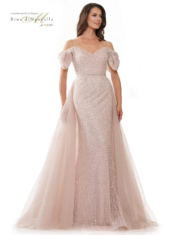 Bodycon dress with a patchwork patternRina di Montella RD2942 Long Off Shoulder Beaded Formal Dress Bodycon dress with a patchwork patternRina di Montella RD2942 Long Off Shoulder Beaded Formal Dress