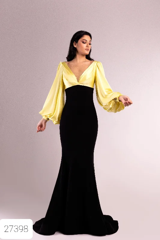 A - line formal dresses with beaded lace appliques for formal eventsSara Badr 27398