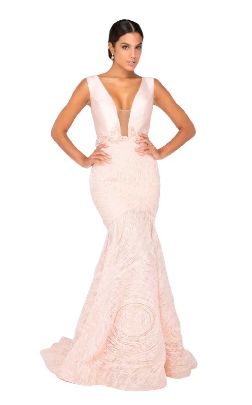 Terani Couture - 1911P8158 Plunging V-Neck Trumpet Gown