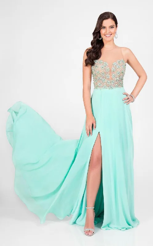Prom dresses with illusion necklines and crystal embellishments for a formal affairTerani Couture - Illusion Sweetheart Chiffon Gown 1712P2512 Prom dresses with illusion necklines and crystal embellishments for a formal affairTerani Couture - Illusion Sweetheart Chiffon Gown 1712P2512