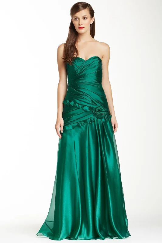 Prom dresses with side - slit pockets and solid - color fabrics for a practical and stylish formal lookTheia - 881527 Strapless Rosette Detail Pleated Organza Gown Prom dresses with side - slit pockets and solid - color fabrics for a practical and stylish formal lookTheia - 881527 Strapless Rosette Detail Pleated Organza Gown
