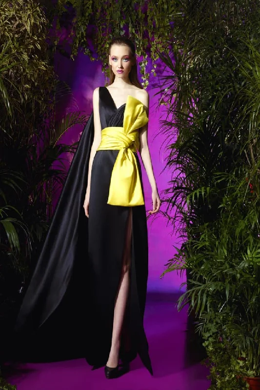 Prom dresses with side - slit skirts and beaded fringes for a glamorous appearanceZiad Germanos WA0021 Prom dresses with side - slit skirts and beaded fringes for a glamorous appearanceZiad Germanos WA0021