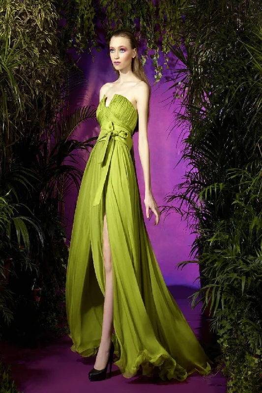 Prom dresses with cold - shoulder ruffled sleeves and floral prints for a romantic and fashionable styleZiad Germanos WA0072 Prom dresses with cold - shoulder ruffled sleeves and floral prints for a romantic and fashionable styleZiad Germanos WA0072