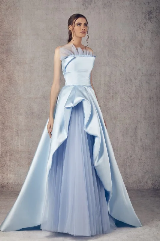 Formal dresses with gathered bodices and wide - leg skirts for a comfortable and stylish silhouetteZiad Germanos WA0116 Formal dresses with gathered bodices and wide - leg skirts for a comfortable and stylish silhouetteZiad Germanos WA0116