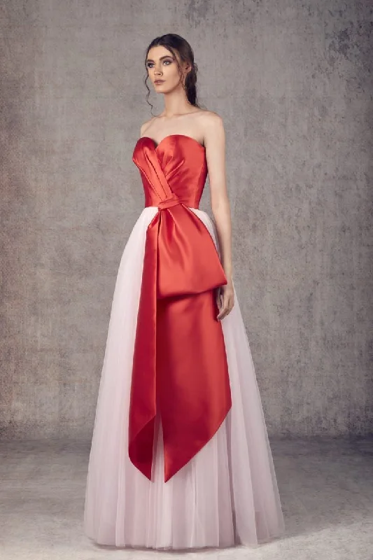 Formal dresses with tiered skirts and pearl embellishments for a luxurious feelZiad Germanos WA0135 Formal dresses with tiered skirts and pearl embellishments for a luxurious feelZiad Germanos WA0135