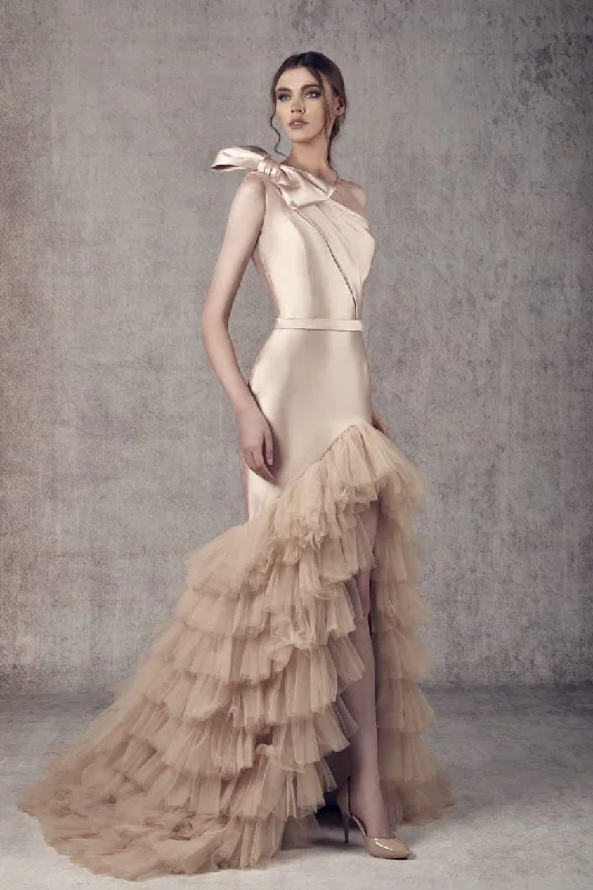 Prom dresses with ruched bodices and organza sleeves for a romantic lookZiad Germanos WA0137 Prom dresses with ruched bodices and organza sleeves for a romantic lookZiad Germanos WA0137