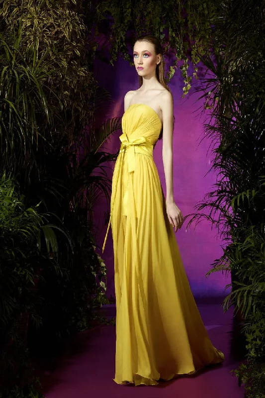 Formal dresses with fringe - trimmed sleeves and wrap - around styles for a bohemian - inspired formal eventZiad Germanos WA0203 Formal dresses with fringe - trimmed sleeves and wrap - around styles for a bohemian - inspired formal eventZiad Germanos WA0203
