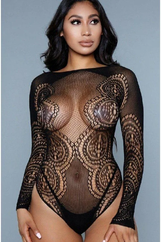 Sheer Bodysuits for a Seductive and Alluring OutfitLong Sleeve Mesh Bodysuit