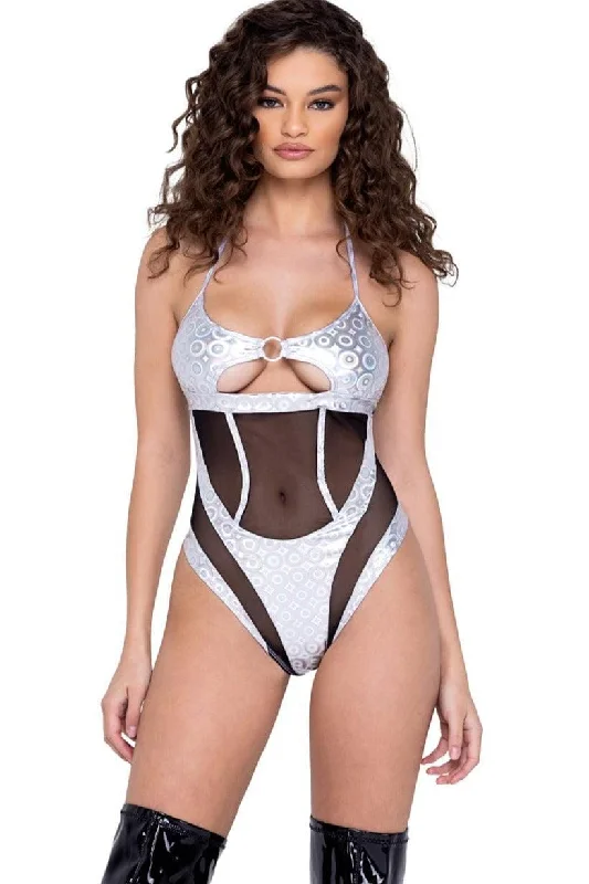 Long - Sleeve Bodysuits for Cold Weather LayeringRing Hologram & Sheer Romper