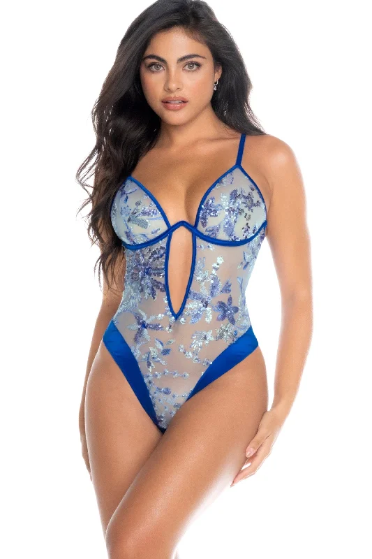 Mesh Bodysuits for a Bold and Edgy Fashion StatementSequin Embroidered Bodysuit With Satin Accents