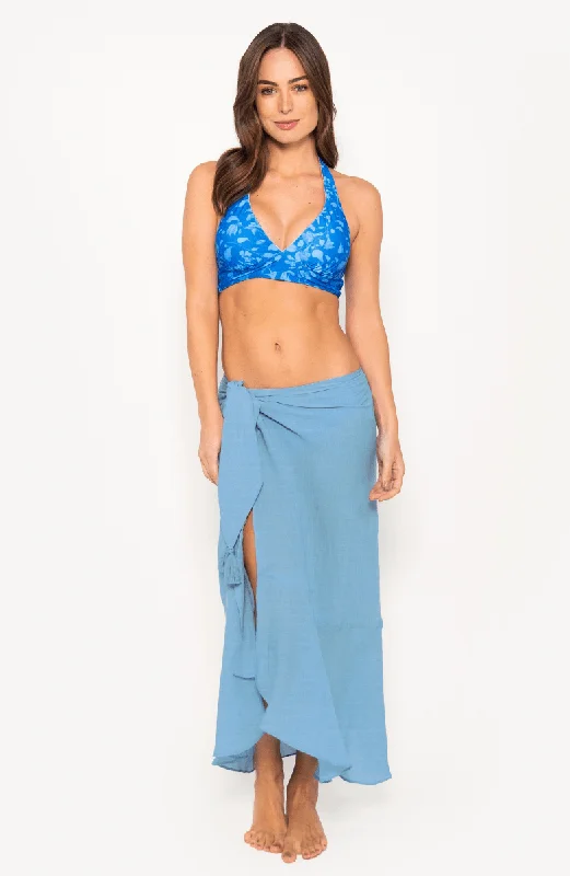Thermal - lined cover ups for cooler beach eveningsAzul Básico Danzante, Pareo Largo Thermal - lined cover ups for cooler beach eveningsAzul Básico Danzante, Pareo Largo