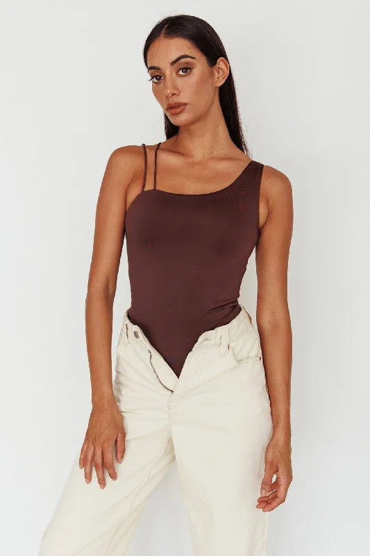 Ruffled Bodysuits with a Playful and Feminine TouchBare Double Strap Bodysuit Brown