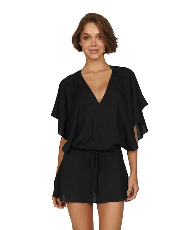 Button - down cover ups for a versatile and easy - to - wear optionVintage Pleats Tunic - Black Button - down cover ups for a versatile and easy - to - wear optionVintage Pleats Tunic - Black