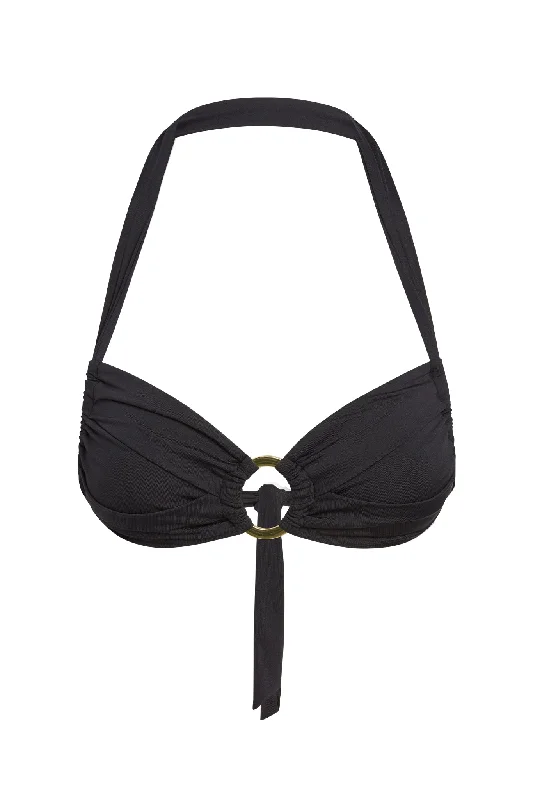 Women's Seersucker - Textured Swim Tops in Light Blue for a Preppy Beach AestheticBronte Top - Black Women's Seersucker - Textured Swim Tops in Light Blue for a Preppy Beach AestheticBronte Top - Black