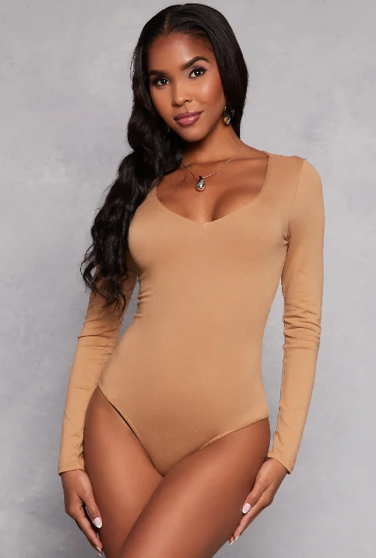 Cut - Out Bodysuits for a Trendy and Fashion - Forward StyleBasic V Neck Long Sleeve Bodysuit Cut - Out Bodysuits for a Trendy and Fashion - Forward StyleBasic V Neck Long Sleeve Bodysuit