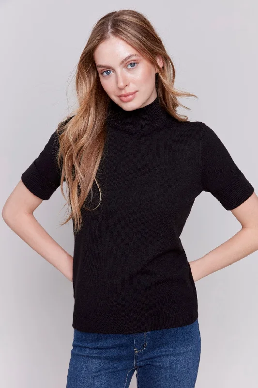 Ruffled - hem cover ups for a cute and feminine lookCharlie B Sweater C2677-464A-001 Black Ruffled - hem cover ups for a cute and feminine lookCharlie B Sweater C2677-464A-001 Black