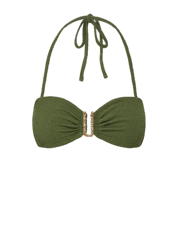 Women's Mesh - Inserted Swim Tops in Black for a Sexy and Modern Beach EnsembleCindy Top Olive Texture Women's Mesh - Inserted Swim Tops in Black for a Sexy and Modern Beach EnsembleCindy Top Olive Texture