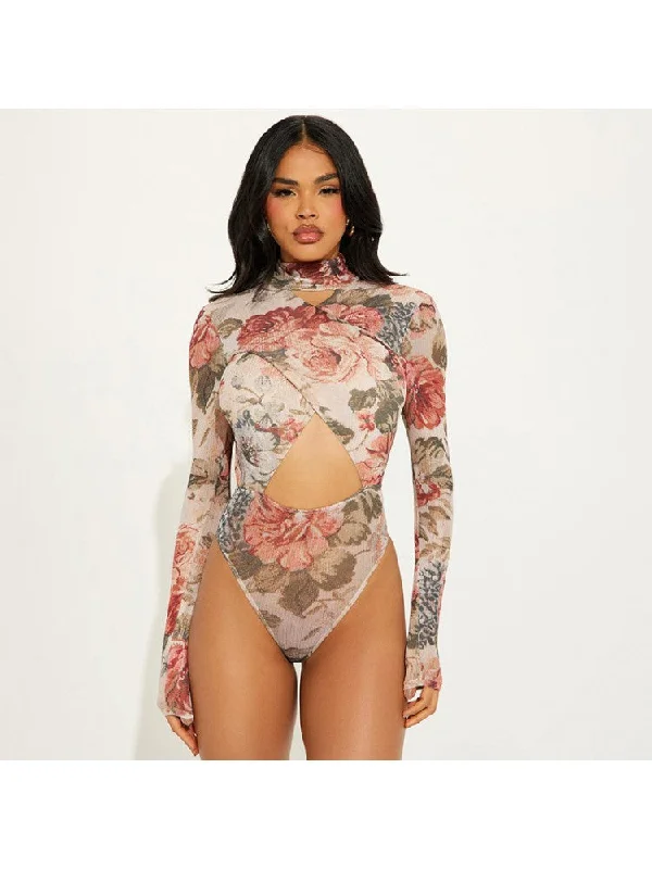 Thermal Bodysuits for Extra Warmth in WinterFloral Hollow-out Wrap Fitted Bodysuits