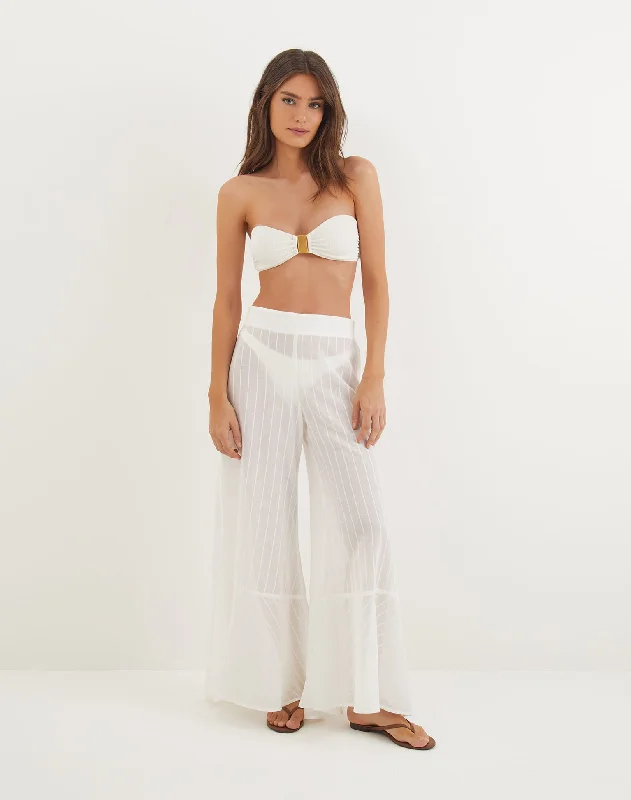 Hand - embroidered lace cover ups for a romantic and elegant beach outfitGetty Pants - Off White Hand - embroidered lace cover ups for a romantic and elegant beach outfitGetty Pants - Off White