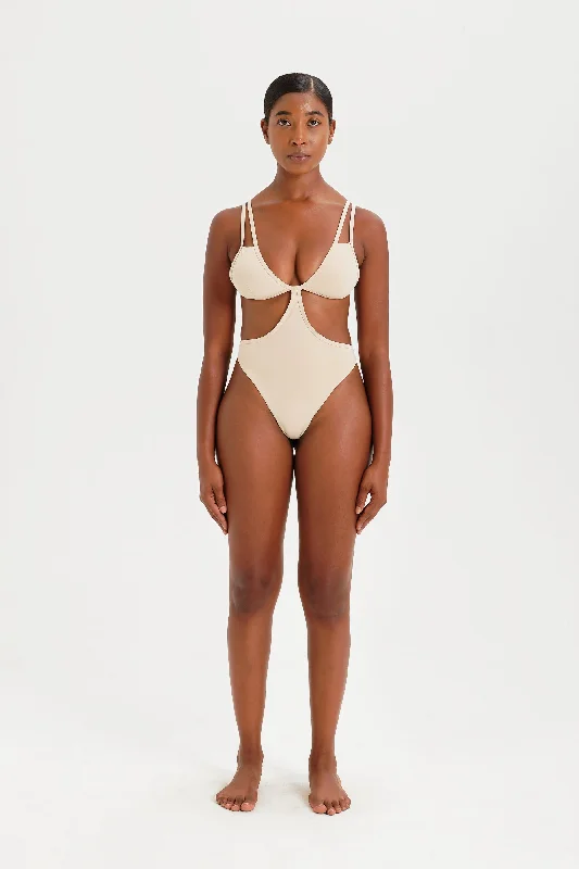 Women's Sleeveless Backless One - Pieces in Black with Cut - Out Details for a Sexy Beach LookKylo One Piece - Coconut Women's Sleeveless Backless One - Pieces in Black with Cut - Out Details for a Sexy Beach LookKylo One Piece - Coconut