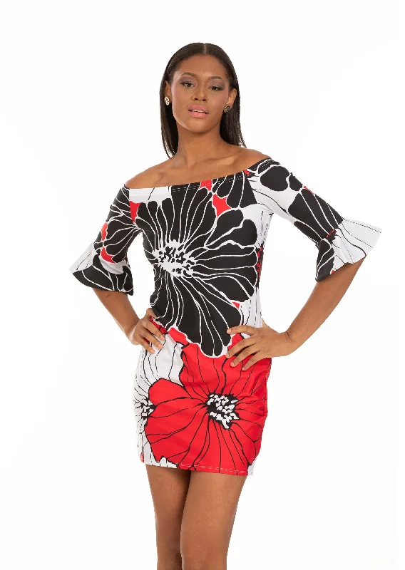 Sustainable organic cotton cover ups for eco - conscious beach loversLa Spezia Off Shoulder Dress with Ruffle Sleeve (LS-673) Sustainable organic cotton cover ups for eco - conscious beach loversLa Spezia Off Shoulder Dress with Ruffle Sleeve (LS-673)