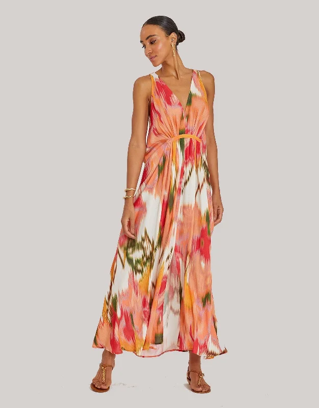 Ruffled - hem cover ups for a cute and feminine lookDeep Neckline Dress Aral Floral