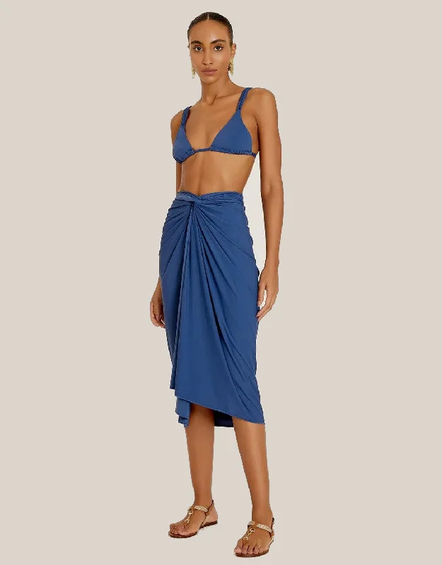 Mock - neck cover ups for a more modern and stylish silhouetteSarong Jeri Blue