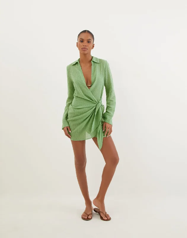 Long - sleeved cover ups for added sun protection and warmthLia Short Cover Up - Aloe Long - sleeved cover ups for added sun protection and warmthLia Short Cover Up - Aloe
