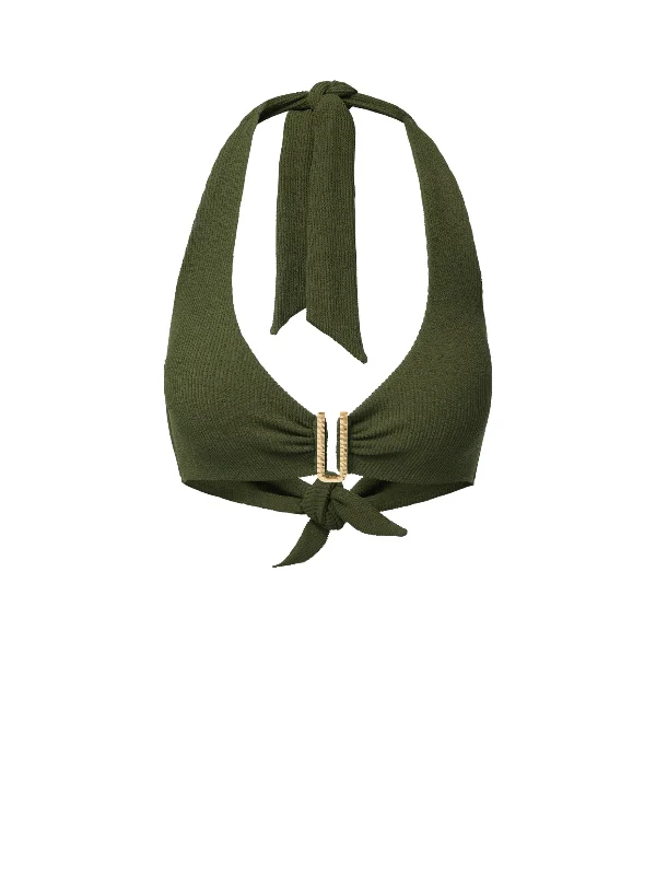 Plus Size Women's Floral - Embroidery Swim Tops in Cream for a Delicate and Elegant AppearanceMelissa Top Olive Texture Plus Size Women's Floral - Embroidery Swim Tops in Cream for a Delicate and Elegant AppearanceMelissa Top Olive Texture