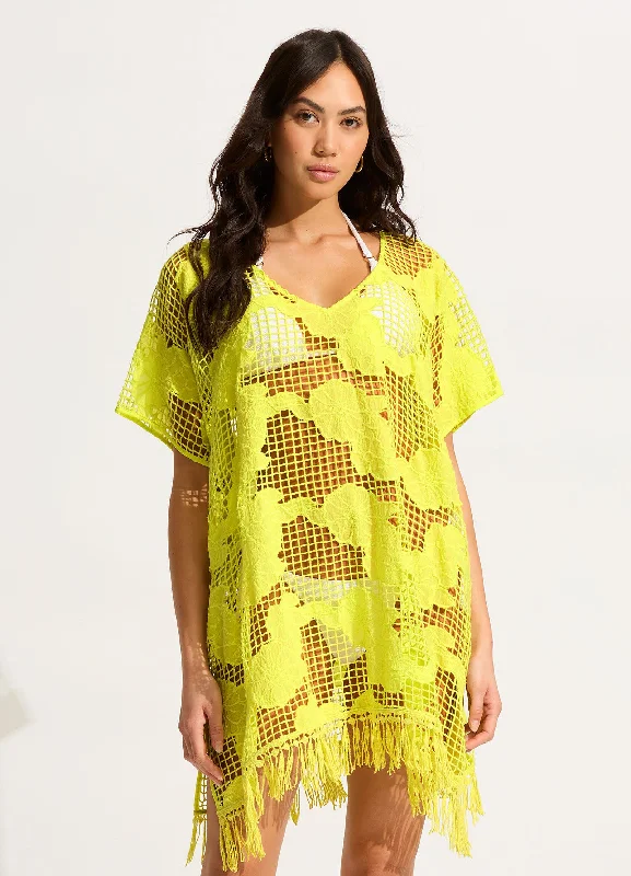 V - neck cover ups for a flattering necklineMesh Kaftan - Citron
