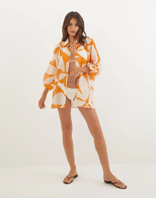 Knee - length cover ups for a versatile and practical beachwear optionMoana Short Cover Up - Bossa Sunset Knee - length cover ups for a versatile and practical beachwear optionMoana Short Cover Up - Bossa Sunset