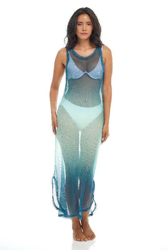 Mock - neck cover ups for a more modern and stylish silhouetteOMBRE MAXI DRESS - OMBRE POWER MESH