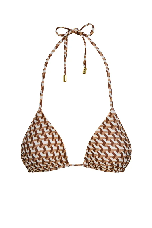 Women's Cut - Out Swim Tops in White with Geometric Shapes for an Edgy Beach StylePalma Top - Husk Geo Women's Cut - Out Swim Tops in White with Geometric Shapes for an Edgy Beach StylePalma Top - Husk Geo