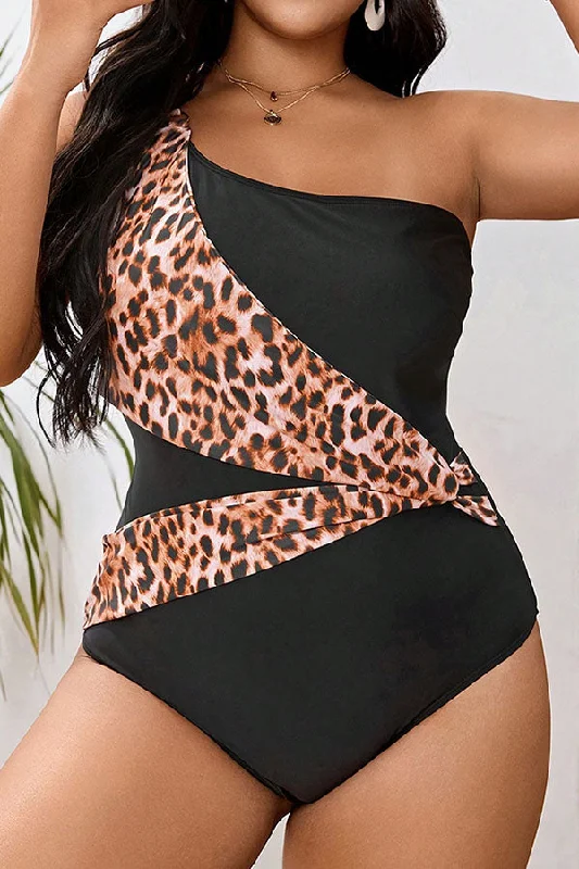 Women's Sequined Mini One - Pieces in Gold for a Glamorous New Year's Eve PartyPlus Size Leopard One Shoulder One Piece Swimsuit Women's Sequined Mini One - Pieces in Gold for a Glamorous New Year's Eve PartyPlus Size Leopard One Shoulder One Piece Swimsuit