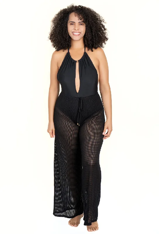 Hooded cover ups for windy beach daysPULL ON PANT WITH MOCK DRAWSTRING - GOFRET - PLUS SIZE Hooded cover ups for windy beach daysPULL ON PANT WITH MOCK DRAWSTRING - GOFRET - PLUS SIZE