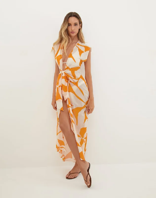 Split - hem cover ups for a more dynamic and stylish appearanceSasha Long Cover Up - Bossa Sunset Split - hem cover ups for a more dynamic and stylish appearanceSasha Long Cover Up - Bossa Sunset