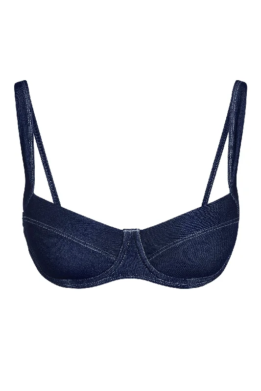 Women's Seersucker - Textured Swim Tops in Light Blue for a Preppy Beach AestheticSorrento Top - Blue Denim Women's Seersucker - Textured Swim Tops in Light Blue for a Preppy Beach AestheticSorrento Top - Blue Denim