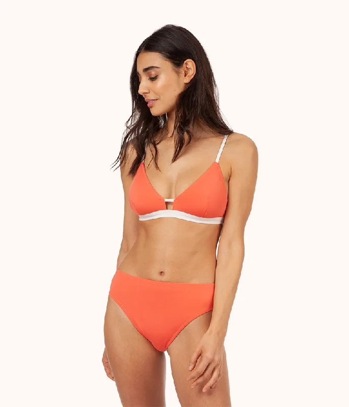 Women's Halter Neck Swim Tops with Tie - Back in Neon Colors for a Bold Summer VibeThe Bralette: Coral/White Women's Halter Neck Swim Tops with Tie - Back in Neon Colors for a Bold Summer VibeThe Bralette: Coral/White