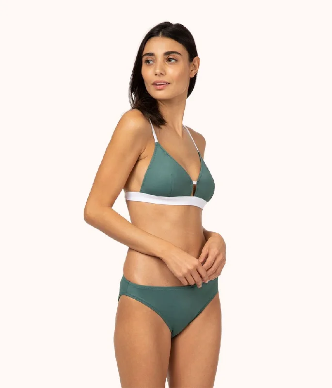 Plus Size Women's One - Shoulder Swim Tops in Pink with Ruching for a Figure - Flattering DesignThe Bralette: Harbor Green/White Plus Size Women's One - Shoulder Swim Tops in Pink with Ruching for a Figure - Flattering DesignThe Bralette: Harbor Green/White